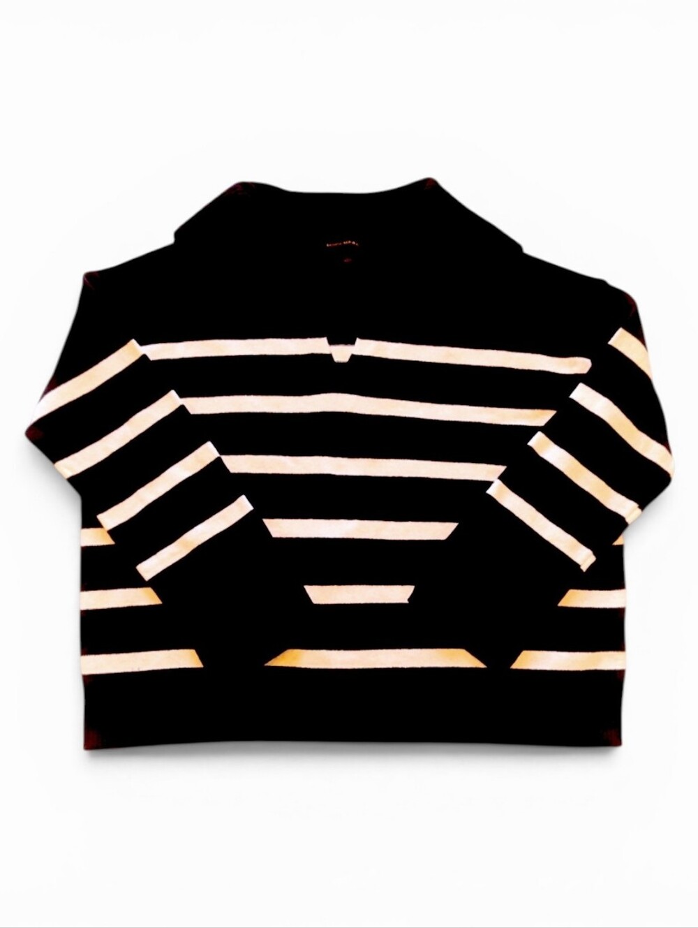 Banana Republic Factory NWT Black White Nautical Striped Preppy V-Neck Sweater